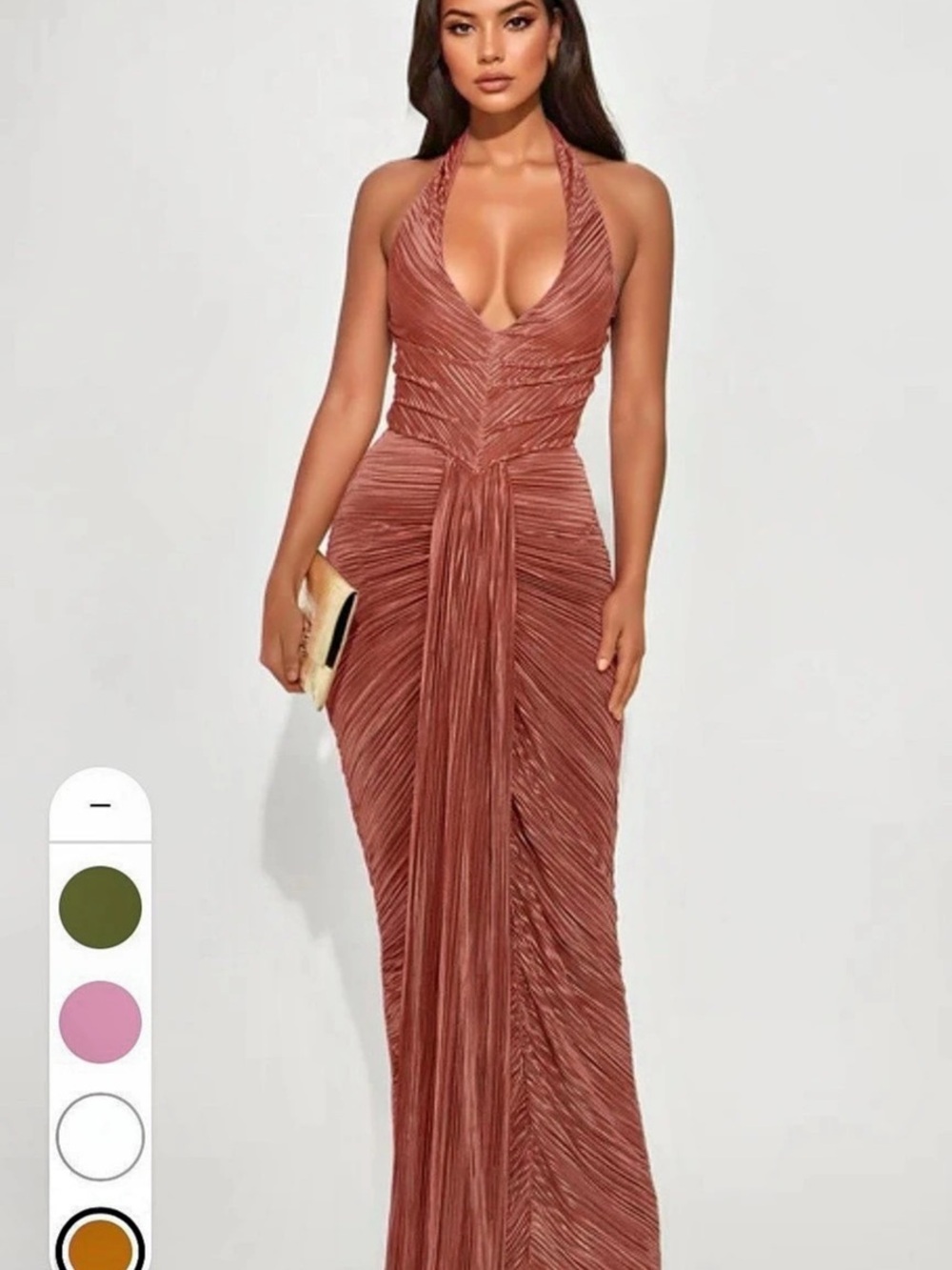 Women's Bronze/tan Maxi Dress Like New l. SIZE M